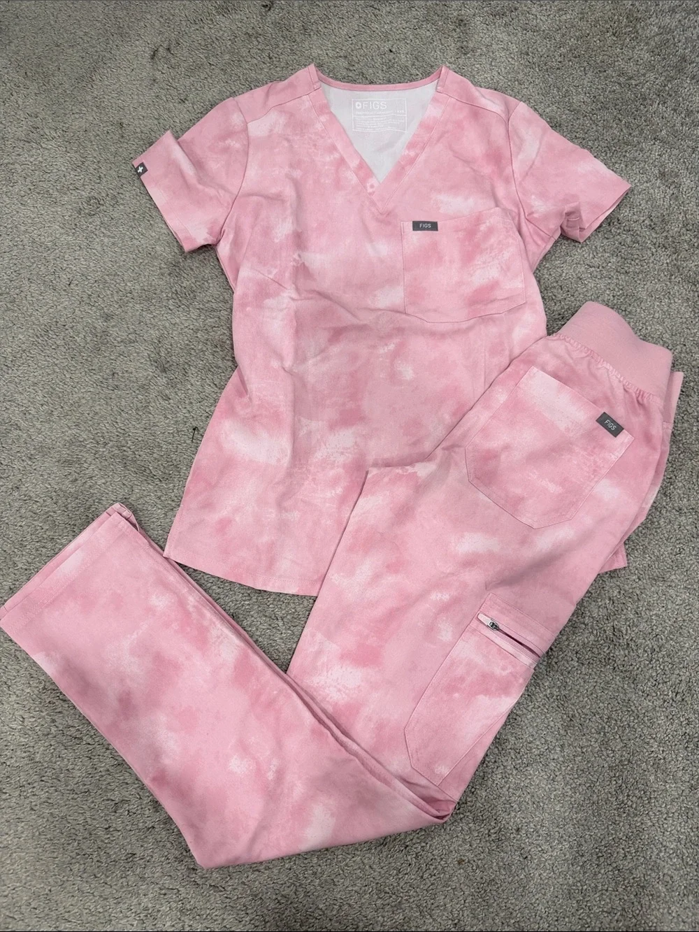 XXS set Figs Pink Tie-Dye Scrub Set - Soft Blush Special Edition